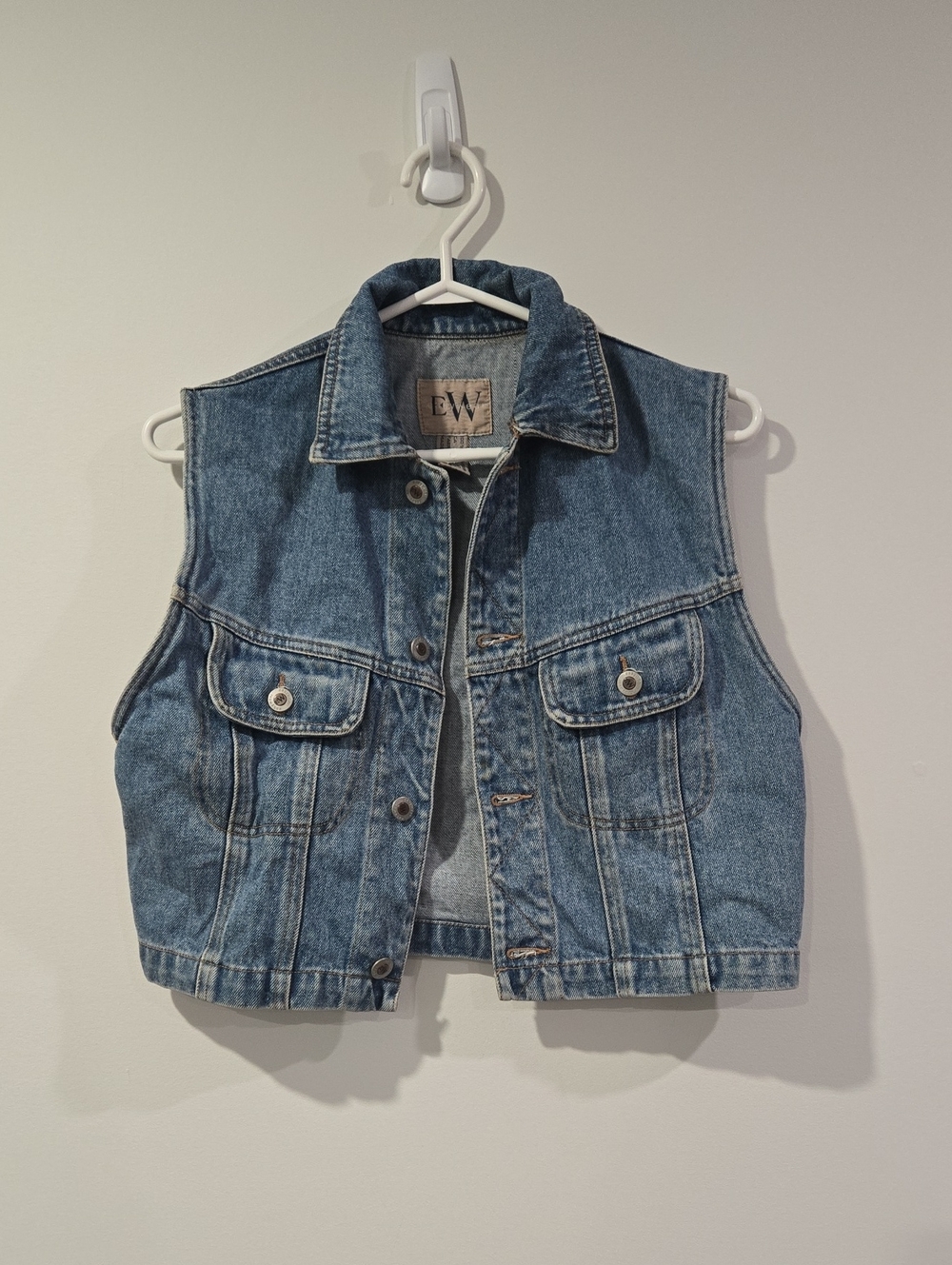 Retro 90's/Y2K EW Denim Sleeveless Jean Vest - Classic Blue